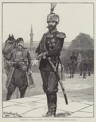 La Revolución en Rumelia Oriental, el Príncipe Alejandro I de Bulgaria, con su sirviente